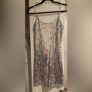 Blush cocktail dress. Small. Silver sequins.